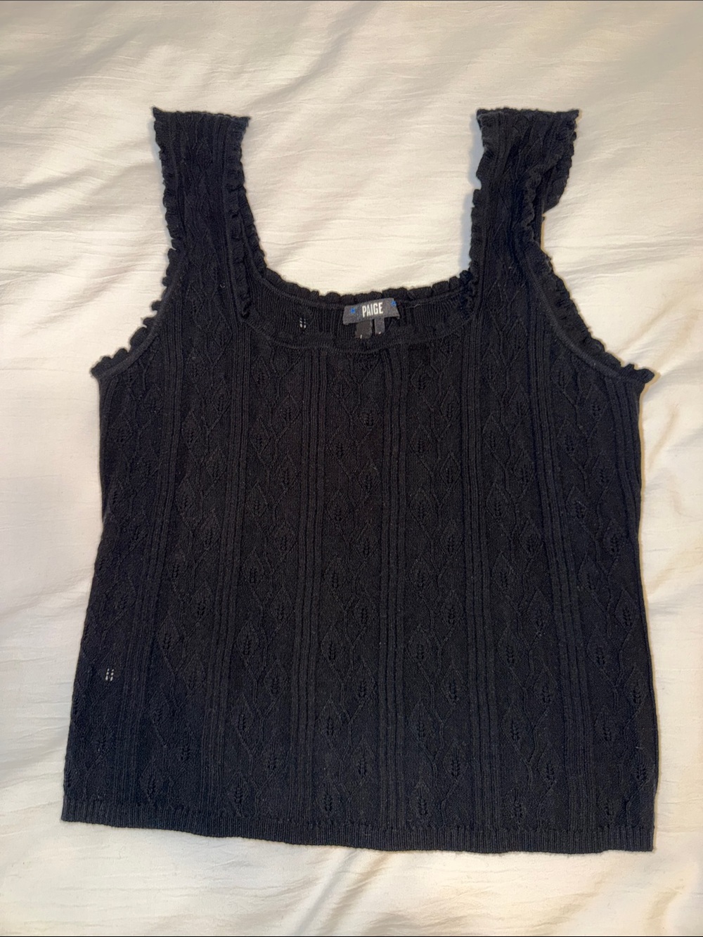 PAIGE Black Cable Knit Tank